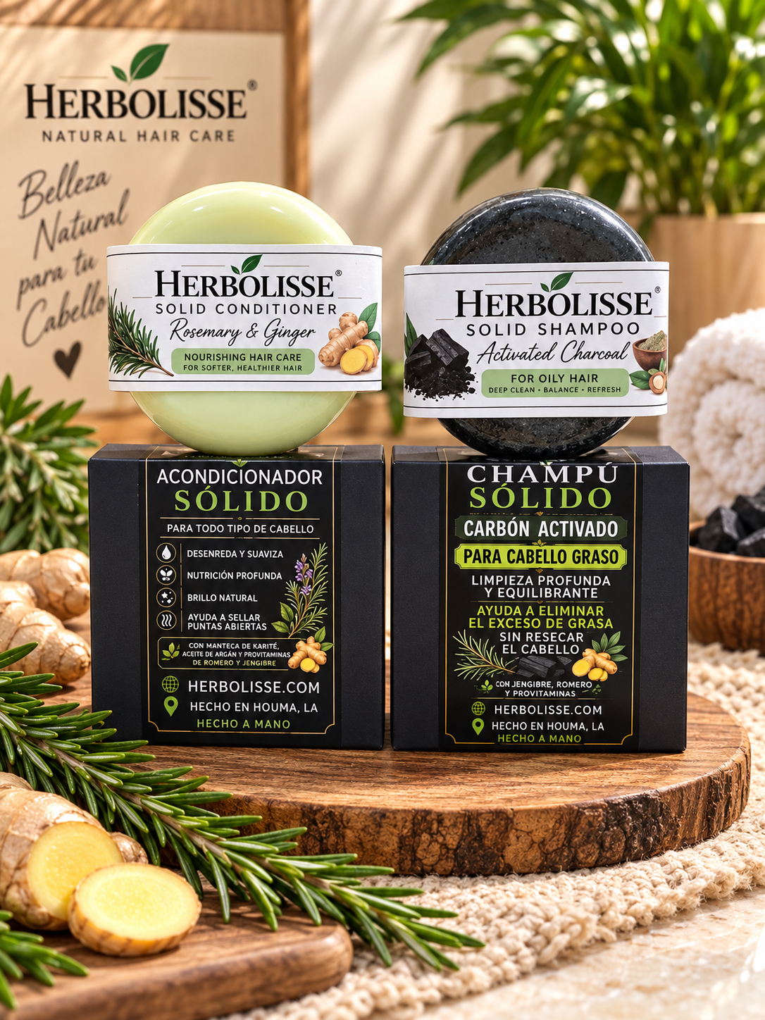 Activated Charcoal Solid Shampoo + Solid Conditioner Set | For Oily Hair