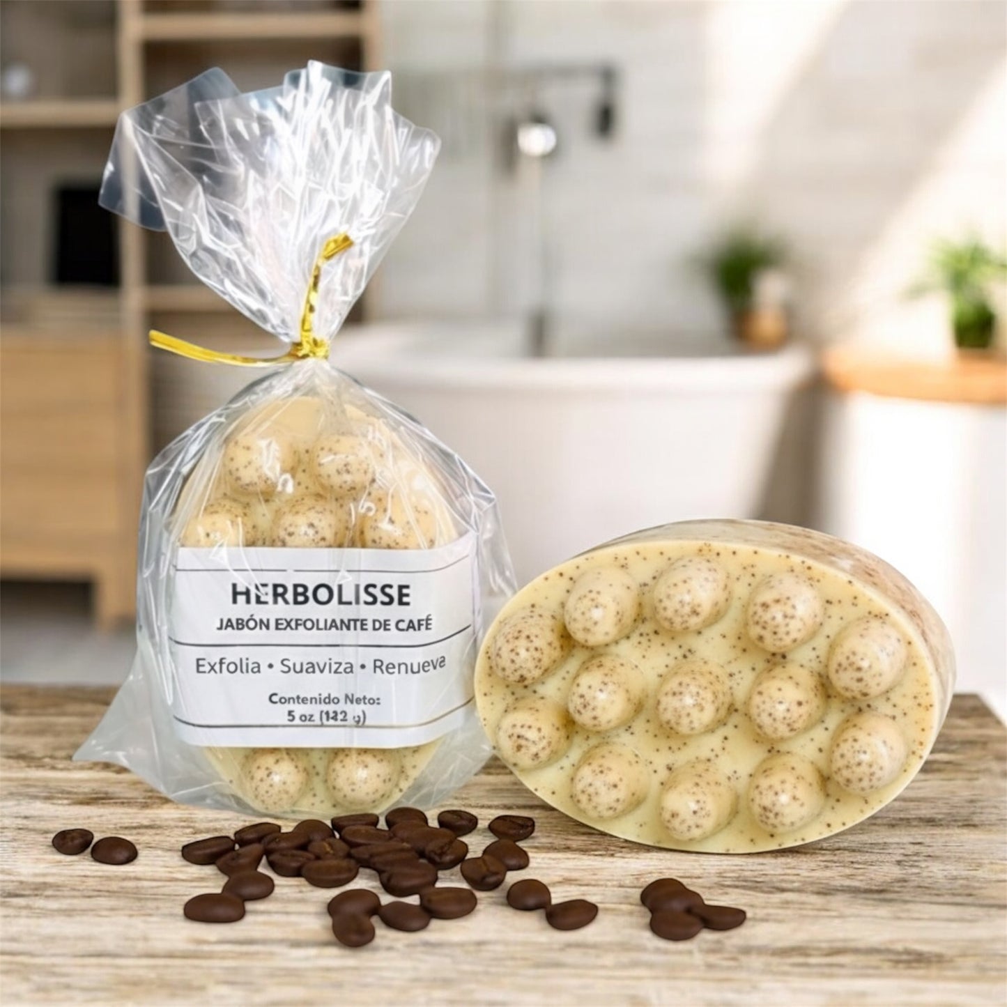 Coffee Foaming Exfoliating and Cleansing Soap with Natural Luffa